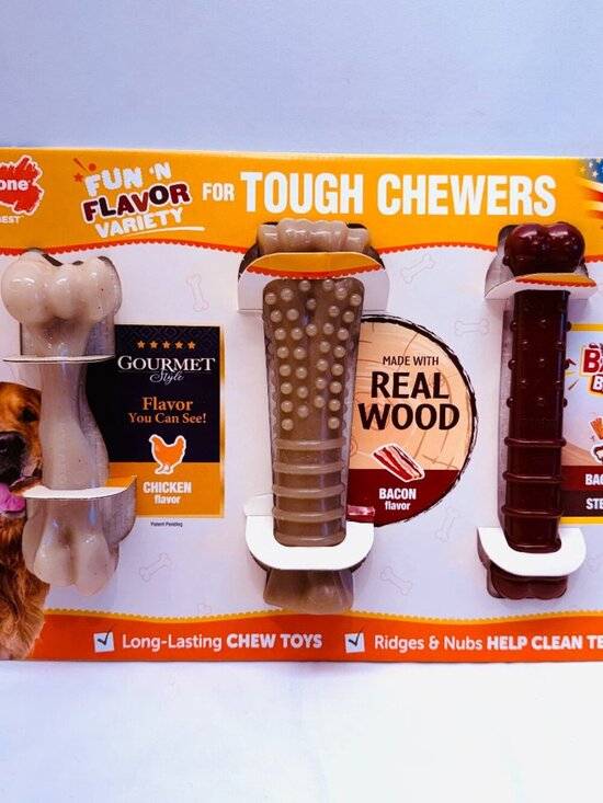 Nylabone Other - Nylabone Tough Dog Chew Fun 'N Flavor Variety Pack, 3-count for Tough Chewers